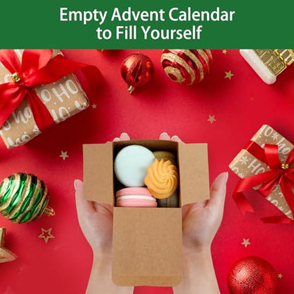 ONESING 24 Pcs DIY Christmas Advent Calendar Boxes for 2025, 24 Days Countdown Calendar Gift for Adults and Kids Christmas Kraft Cardboard Number Boxes Make & Fill Your Own Advent Calendar Boxes - color: Style-F