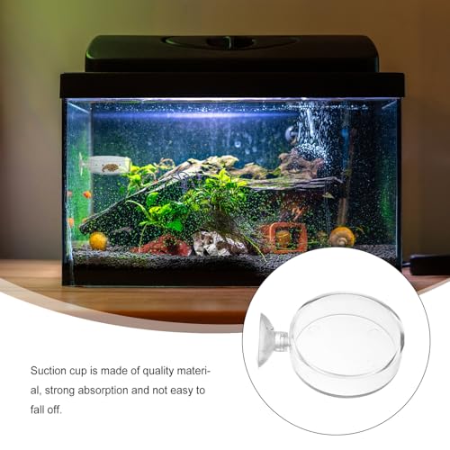 Mipcase 5pcs Acrylic Fish Feeding Cup with Suction Cup, 6.5cm Aquarium Feeder Bowl for Fish Tank and Shrimp Feeding, Aquatic Supplies for Aquarium Accessories