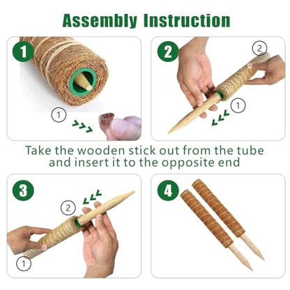Moss Pole, 4Pack 21 Inch Plant Support Stakes for Indoor Plants, Monstera Plant Support Stakes, 69 Inch Tall Coir Plant Pole Sticks for Potted Plants, Pothos, Philodendron, Climbing Plants Accessories - size: 4pcs x 21 Inches