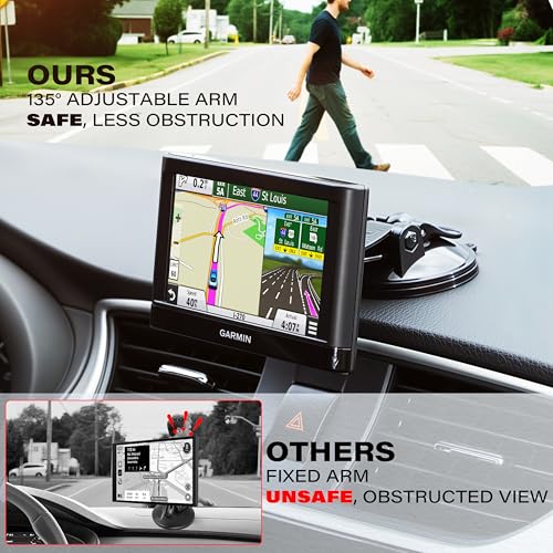 2 PCS Adjustable GPS Car Mount for Garmin Nuvi Dezl Drive Drivesmart Zumo Driveassist DriveLuxe StreetPilot RV, Replacement Suction Cup GPS Dash Ball Mount Dashboard Windshield Car Holder