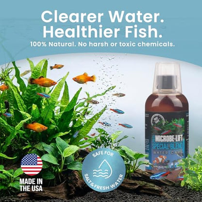 MICROBE-LIFT Special Blend Aquarium Water Care Treatment, Cleaner & Clarifier for Fresh and Saltwater Fish Tanks, Reduces Maintenance & Helps with Aquarium Algae Control and Odor, 16 Ounces (SBH16) - size: 16 ounces