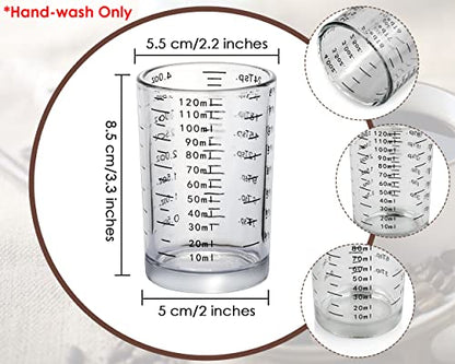 Measuring Cup 2 Pieces Shot Glass Measuring Cup with 4 Kinds of Measuring Scale for Small Amount Liquid (Black, 120ml) - color: Black, size: 120ml