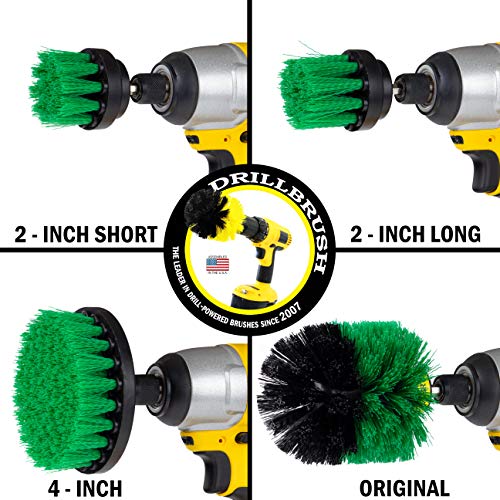 Cast Iron Skillet - Cleaning Supplies - Drill Brush Kitchen Cleaning Kit | Crock Pot Scrubber - Cutting Board, Stove, Sink, Counter-Top, Baseboard, Trash Can, Tile and Flooring - Grout Cleaner - color: Green