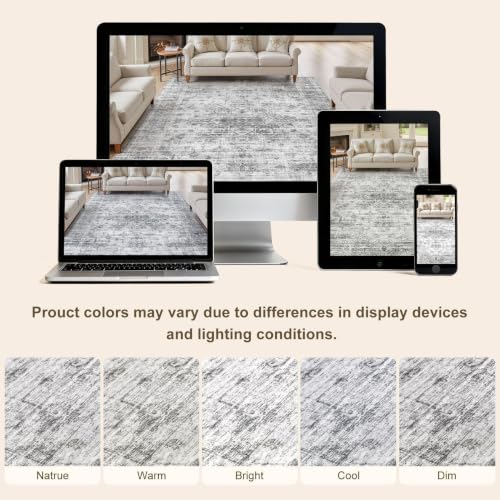 12x15 Area Rug: Washable Neutral Black Grey Rugs for Living Room - color: Black Grey, size: 12' x 15' (Rectangular)