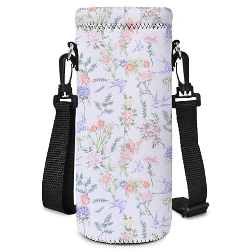 Neoprene Water Bottle Carrier Bag with Adjustable Shoulder Strap,Insulated Water Bottle Cover for Stainless Steel/Glass/Plastic Bottles - color: BC55, size: 500ml