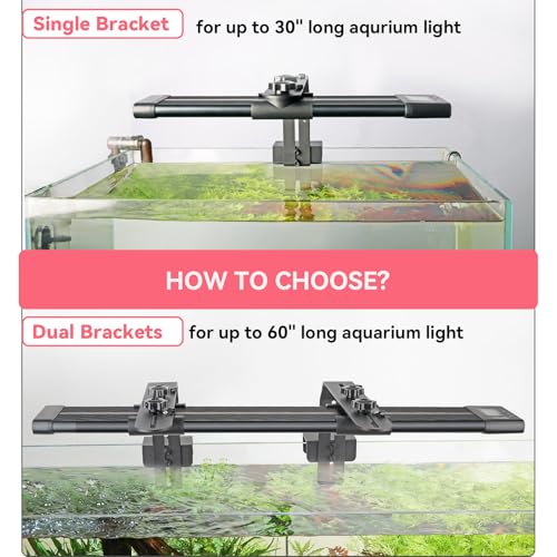 hygger Aquarium Light Riser Fits 957 978 999 918, Universal Fish Tank Light Holder Adjustable Led Aquarium Light Mounting Bracket, Sturdy Aluminum Ultra Wide Base1.7''