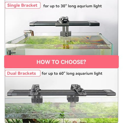 hygger Aquarium Light Riser Fits 957 978 999 918, Universal Fish Tank Light Holder Adjustable Led Aquarium Light Mounting Bracket, Sturdy Aluminum Ultra Wide Base1.7''