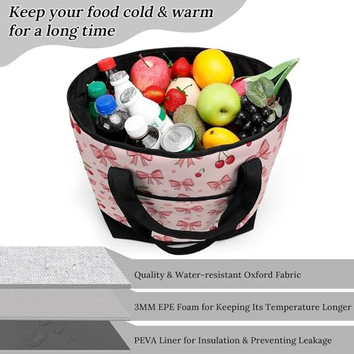 SWEET TANG Cooler Bag Insulated for Travel, Bow Cherry Pink Food Delivery Cooler Bag for Beach, Travel, Picnics - color: Pattern 83