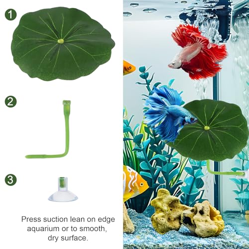 Xindojuz 3 Pack Betta Fish Toys, Plastic Betta Bed Leaf Hammock for Fish Tank Decorations, Safe Soft Aquarium Decor Plants with Suction Cups for Shrimp, Small-Fish (2.56 Inches)