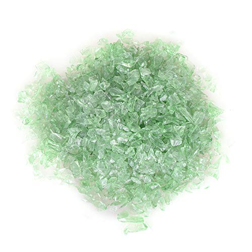 Shiny Stone High Luster Reflective Fire Glass Gravel,Fire Gems,Fire Drops,Fire Glass Pebbles Stones Beads Chips for Fire Pit Fish Tank Aquarium Garden,3-6mm 305g/0.67lb (Light Green) - color: Light Green