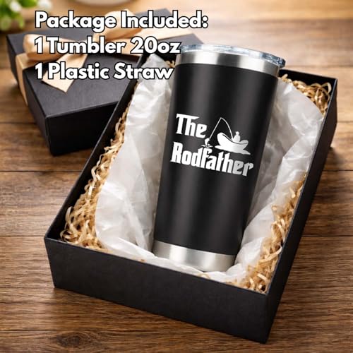 Fishing Gifts for Father - The RodFather Fish Tumbler 20oz Funny Fish Cups - Fishing Cup for Father, Dad - Fathers Day Christmas Birthday Fisherman Gifts - Bass Fisherman Trout Tumbler - color: DadFishing
