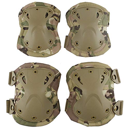 Combat Knee & Elbow Protective Pads Set for Outdoor CS Paintball Game Cycling Safety Skateboarding Gear Skates Knee Protection Guard Pads - color: MC03