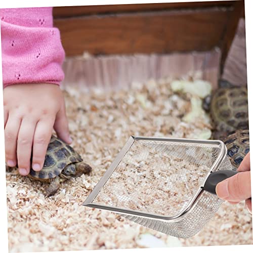 1Pc Stainless Steel Reptile Sand Shovel for Cleaning Tortoise Lizard Substrates Fine Mesh Design Durable Convenient Litter Box Accessory