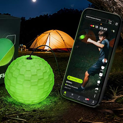 GlowFlex™ Boxing Reflex Ball with Headband & Counter App, Glow-in-the-Dark | Beginner-friendly larger ball, painless sink design & textured grip. Audio-counting App with seasonal prize events.