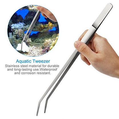 ZHONGJIUYUAN 5 in 1 Stainless Steel Aquarium Aquascaping Kit Aquarium Tank Aquatic Plant Tools Sets Tweezers Scissor Spatula