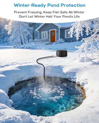 Antfraer Pond Aerator, 635GPH 40L/min Ultra Quiet 43dB IP65 Waterproof Outdoor Air Pump for Koi Pond Water Garden Septic Tank, Winter Ice Prevention All Season - style: Pond Aerator