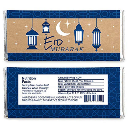 Big Dot of Happiness Ramadan - Candy Bar Wrapper Eid Mubarak Favors - Set of 24