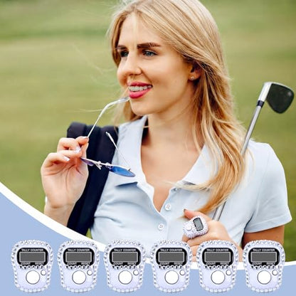 Simgoing Electronic Finger Clicker Counter, Rhinestones Tally Tasbeeh Counter Gifts for Prayer Islamic Golf Counting Goods Lap Knitting Bling Accessories - color: Silver