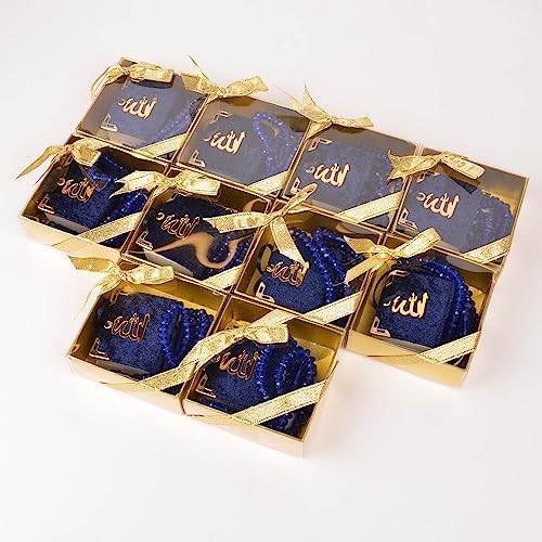 BABY SHOWER CHOCOLATE Set of 10 Islam Quran Tasbeeh Islamic Set | Holy Quran Prayer Beads Gift Box Favor (Dark Blue) - color: Dark Blue