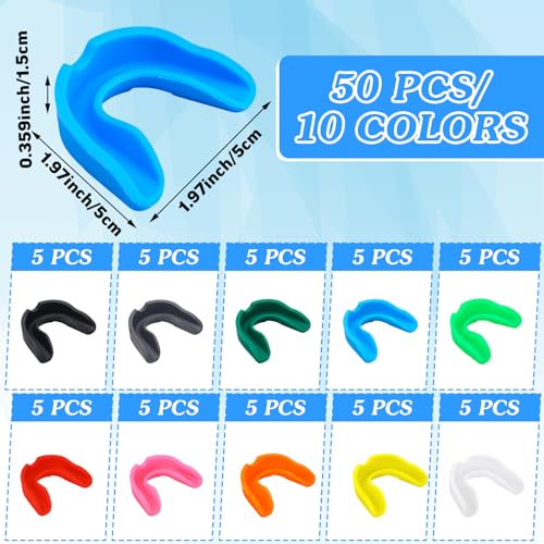 Frienda 50 Pcs Football Mouth Guards Bulk Youth Football Mouthpiece Sports Athletic Mouthguard Teeth Guard for Hockey Karate Basketball Boxing Lacrosse Rugby - color: Fresh Colors
