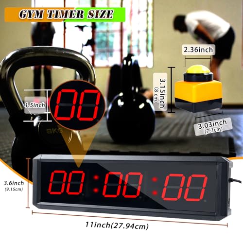Independent Button Type 1.5-inch Fitness Room Rest Timer, Suitable for Gym Exercise/School/Home Exercise/Boxing Gym/Indoor Rock Climbing (1.5 inch 6-Digit red)