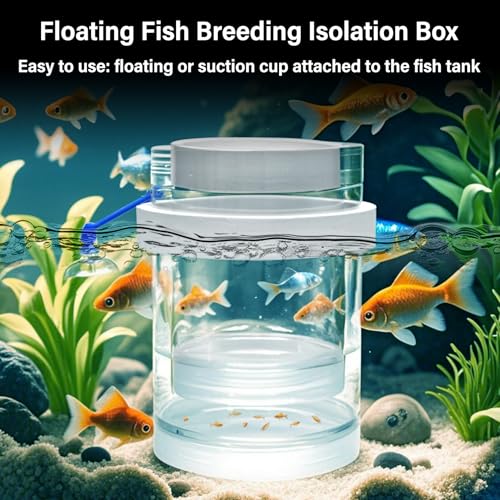 Floating & Mountable Breeding Box – Safe Fry Nursery, Fish Isolation Tank (3.38”x3.38”x5.4”) (1 Set)
