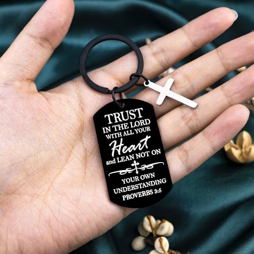Cross Keychain For Women Men Bible Verse Keychain Religious Gifts Proverbs 3 5-6 Scripture Key Chains Cross Keyring Church Gift Christian Car Accessories