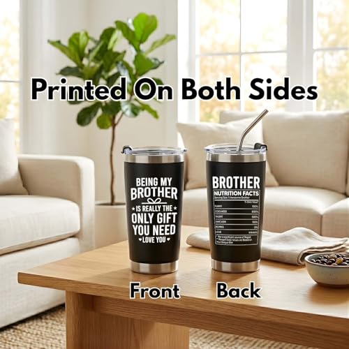 Gifts for Brothers Bros, Being My Brother Is Really The Only Gift You Need 20oz Tumbler, Older Little Siblings Big Brother Cup, Fathers Day Christmas Birthday Gifts for Brother Adult - color: Brother