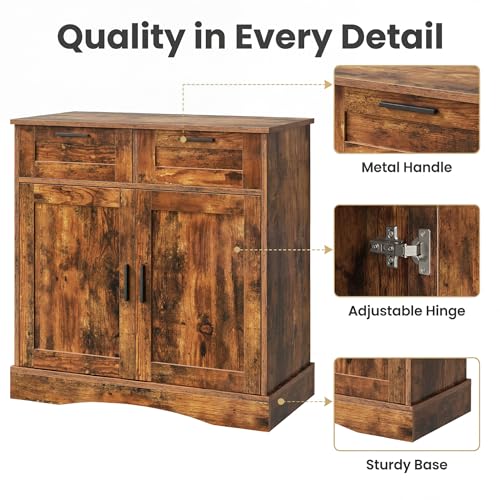 Fish Tank Stand for 20-29 Gallon, Aquarium Stand with Storage | with 2 Drawers for Fish Tank Accessories, 29 Gallon Rustic Brown Fish Tank Cabinet, 30.71''L x 15.75''W Tabletop, PTBX01BR - size: 20-29 Gallon Fish Tank Stand