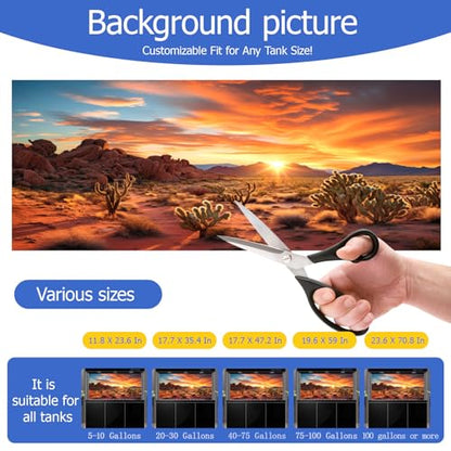 Reptile Background Film, Static Cling, Glue-Free, Desert, 17.7"H×35.4"W | No Glue Static Cling • Spray Water to Apply • Realistic Desert Scene • Natural Terrarium Look • Reusable • Easy Trim - size: 17.7 X 35.4 Inches