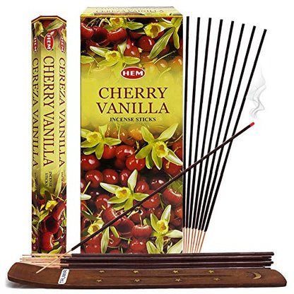 Cherry Vanilla Incense Sticks and Incense Stick Holder Bundle Insence Insense Hem Incense Sticks - color: Cherry Vanilla