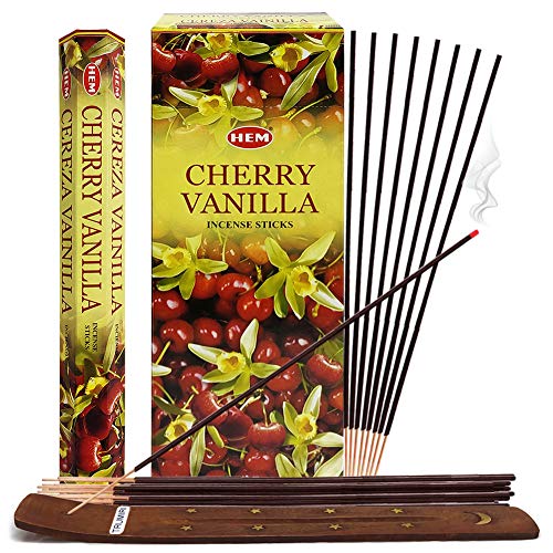 Cherry Vanilla Incense Sticks and Incense Stick Holder Bundle Insence Insense Hem Incense Sticks - color: Cherry Vanilla