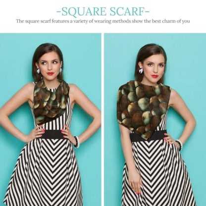 Women’s Square Scarf 27"x27", Lightweight Chiffon Satin Feel Fashion Scarf for Neck Hair Band Head Wrap Bag Accessory - color: Copper Scale Texture