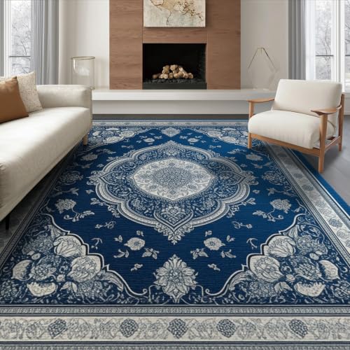6'x9' Blue Deep Medallion Prayer Design Washable Area Rug - color: Blue/Pattern 12, size: 6' x 9' (Rectangular)