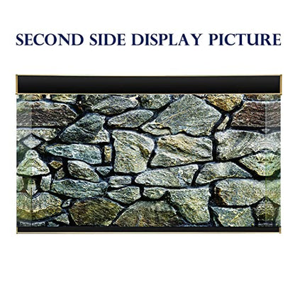 ELEBOX Fish Backgrounds Paper Double Sides 3D Stone & Trees Aquarium Background Picture 16" x 40" Fish Tank Background - color: N, size: H:15.7"x L:40.2"