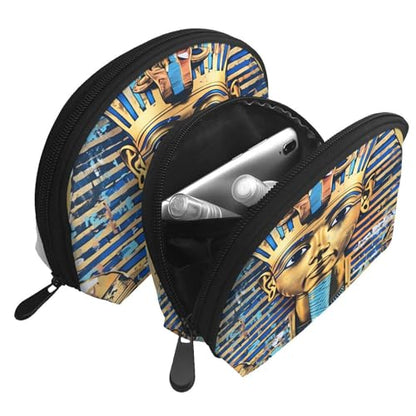 Egyptian Pharaoh 2-Piece Shell Makeup Bag Set, Large Capacity Travel Cosmetic Bag For Women With Zipper, Waterproof Polyester Toiletry Organizer Pouch For Purse, Travel, Gym & Daily Use - color: Egyptian Pharaoh