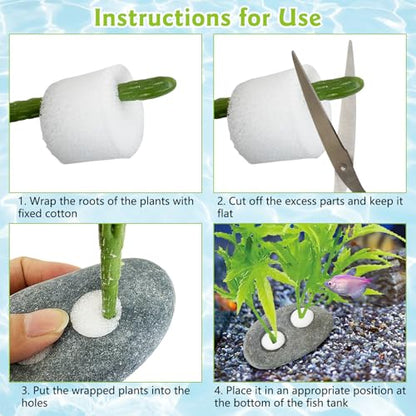 Hamiledyi Drilled Pebble Aquatic Plant Anchors Water Plants Fixed Ring Natural River Stone Plant Weights for Fish Tank Aquarium Decorations Landscape Stones(Aperture: 0.8" 2holes 6pcs)