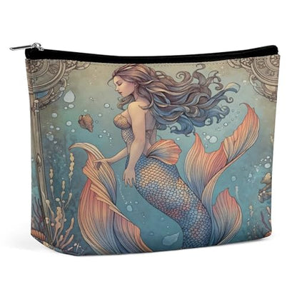Mermaid Ocean Fantasy Makeup Bag, Travel Toiletry Organizer, Cosmetic Pouch for Women, Birthday Presents for Mom Girls Women Sisters - color: Mermaid Ocean Fantasy