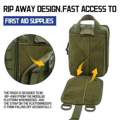 Molle Ifak Pouch, Rip Away Molle Tactical Medical Pouch, Empty First Aid Kit Bag for Duty Belt (1 Pack-Green) - color: 1 Pack-green