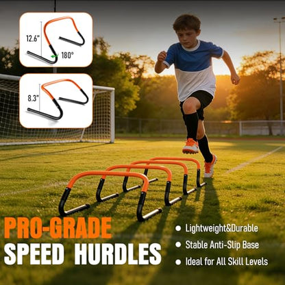 Agility Ladder, Soccer Football Training Equipment Set - 20ft Speed Ladder, 4 Hurdles,Parachute, 12 Cones & Jump Rope | Agility & Speed Training for Kids Youth Adults,Basketball & Football Accessories - color: Orange