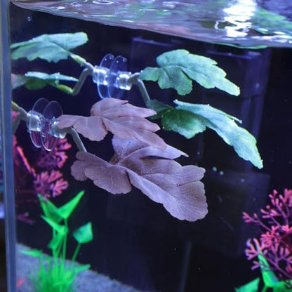 2Pcs Betta Fish Leaf Pad,Plastic Plant Betta Hammock Leaf Bed,Simulating The Natural Habitat Aquarium Décor Plastic Plants for Betta Spawning Grounds,Suction Cup Betta Breeding Resting Bed