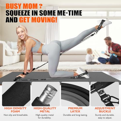 KUTIZE Pilates Bar Kit with Resistance Bands, Pilates Equipment, Multifunctional Pilates Bar for Women & Men, Pilates kit for Hip, Back, Arm, Full-Body Workouts, Home Gym Strength Training Equipment - style: Black