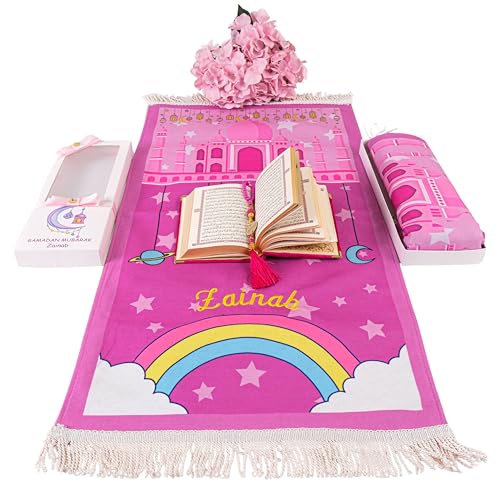 IEF Personalized Eid Gifts Prayer Mat, Birthday Gifts Quran Prayer Beads Set, Anniversary Gift Chenille Prayer Rug Pearl Prayer Beads Arabic Quran for Girls (Girl, Model-4) - color: Model-4