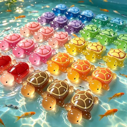 30 Pcs Medium Resin Turtles Glow in The Dark 3D Sea Turtle Figures | Luminous Miniature Resin Animals, Small Plastic Ocean Animal, Turtle Toys, Comes With Game Paper and Sealed Bag, 10 Colors - size: Medium