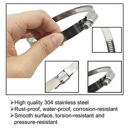8Pcs 3" (Diameter) Adjustable 304 Stainless Steel Duct Clamps Hose Clamp Pipe Clamp Air Ducting Clamp worm drive hose clamps (65mm-89mm) - size: 3" -8Pcs