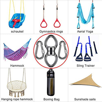 SELEWARE Silent Bearing Swing Swivel with 2 Carabiners, 360° Rotational Device Hanging Accessory for Tree Swing, Hammock Chair, Yoga,1200LB Capacity | Quiet Smooth Rotation, Supports Up to 1200LB, Quick Connect Buckles, 1 Pack for Swings, Hammocks, Tire S