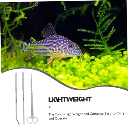 DECHOUS 1Set Aquarium Plant Tool Scissors Tweezers Spatula for Fish Tank Maintenance Compact Aquascaping Kit Long Handle Cleaning Gadgets for Aquatic Plants