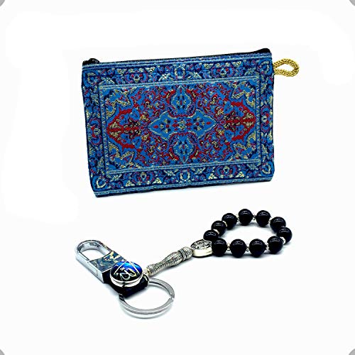 Keychain & Rosary Collection -Car Key Chain-Handbags Holder - color: Leather Keychain 10 Mm-black Beads