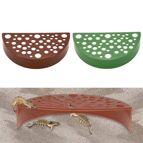 2 Pcs Shrimp Cave, Hideout Hides for Aquarium Hide Cave Fish Tunnel Hides for Shrimps Breeding Hiding Aquarium Fish Tank Accessories Decor (Light Brown + Green)