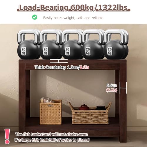20 30 40 55 70 Gallon Long Aquarium Stand - Reptile Breeder Turtle Terrarium Stand Rack - 70cm Tall Aquarium Stand Furniture/Double Fish Tank Stand with Shelf（Brown-lxwxh-23.6x15.7x27.5）
